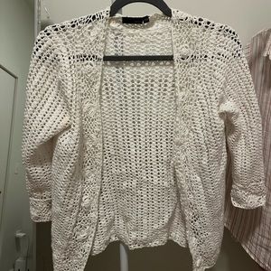 white knit cardigan size medium 100% cotton